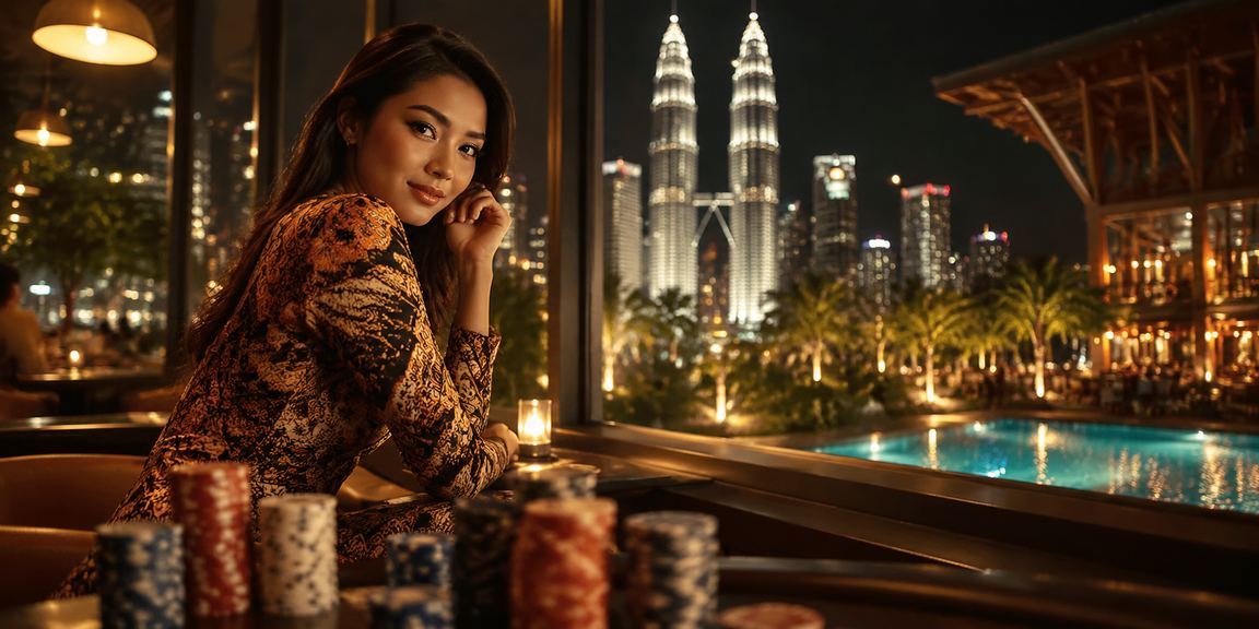 Pemandangan kasino moden di Kuala Lumpur dengan tema Batik